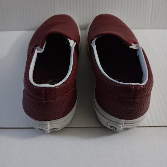 VANS WOMEN'S CRIMSON FAUX LEATHER SNEAKERS - Picture 11 of 13